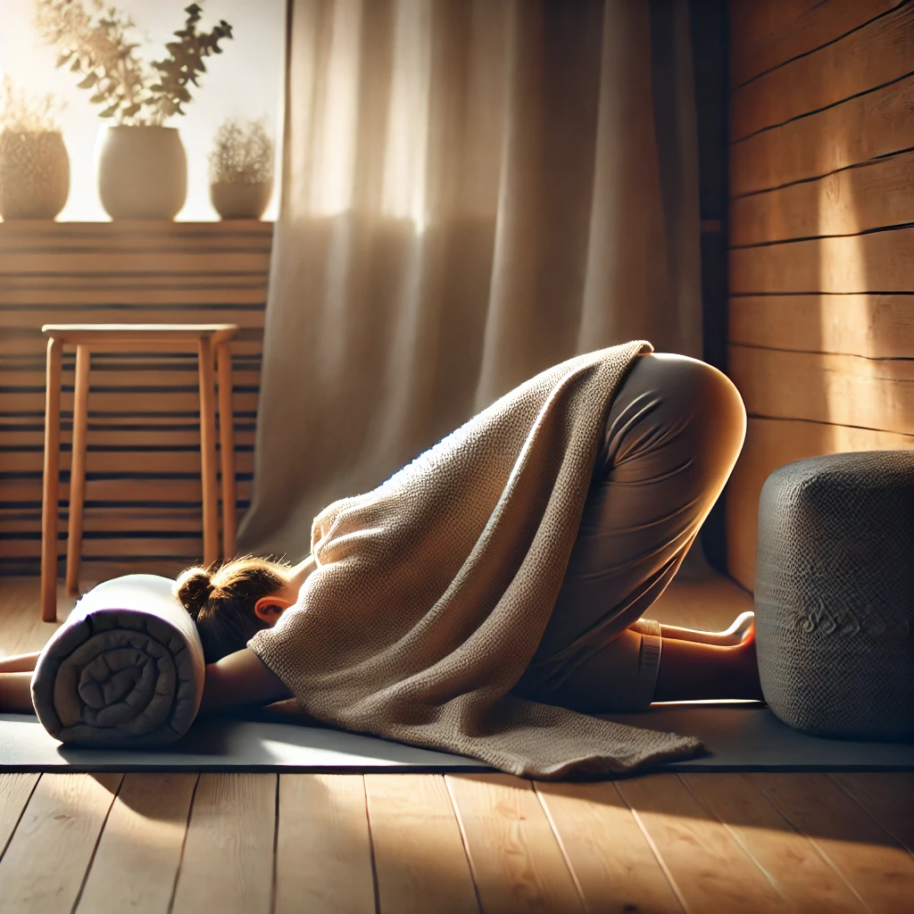 A Series of Restorative Poses Using Only a Blanket for Support